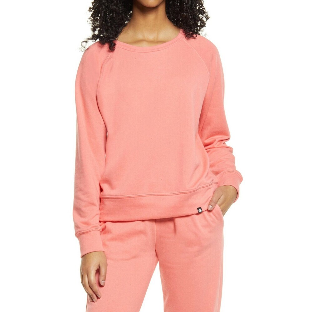 circleX Women's Cozy Pullover Sweatshirt long sleeve in Coral Size M